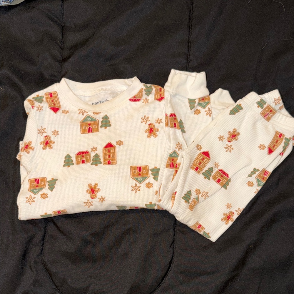 Carter's Kids Pajama Set - White with Holiday Print